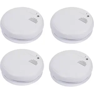Smoke detector Vivanco VVACSMOKALAR4PC wireless, battery 9 V, diameter 10.6 cm, height 32 mm, white