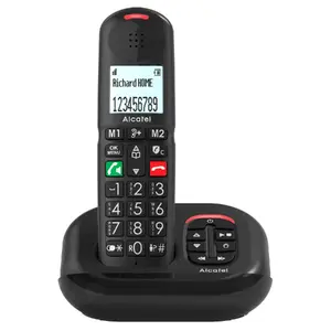 Analogs tālrunis Alcatel XL685 Voice - Solo, bezvadu klausule, zvanu identificētājs, atbildētājs, 100 kontaktu tālruņu grāmata, melns