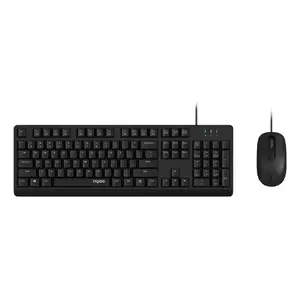 Wired full-size Rapoo NX1500 keyboard with USB QWERTZ (104 keys) and ambidextrous optical mouse 1000 DPI, black