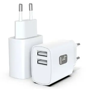Indoor AC USB Charger TECHLY IPW-USB-12W2A, 110–240V input, 2× USB 2.0 ports, 5V output, white