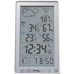 Digital weather station TechnoLine WS 9218 — white, indoor/outdoor thermometer, hygrometer, barometer, battery powered