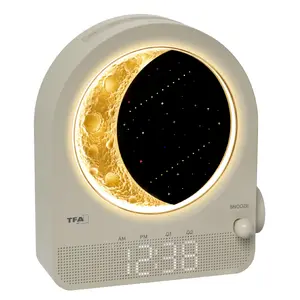Цифровой будильник tfa dostmann 60.2053.15 — LED дисплей, питание от батареи/USB, светло‑серый, 160×184×69 мм