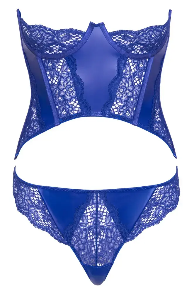 Cottelli Collection Corset blue M — bezsiksnu korsetes komplekts Photo 6