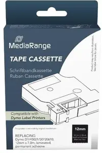 Label tape cassette MediaRange for Dymo 12 mm x 7 m white on black