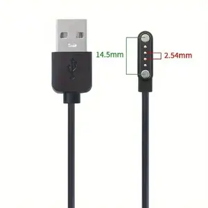 Magnetic USB Charging Data Cable Riff for Kids Smartwatches — 55 cm, 4-pin, Black