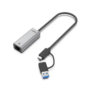 Laptop dock / port replicator Unitek U1313C — wired USB 3.2 Gen 1 Type-A + Type-C, 2.5GbE, Space Grey, aluminium