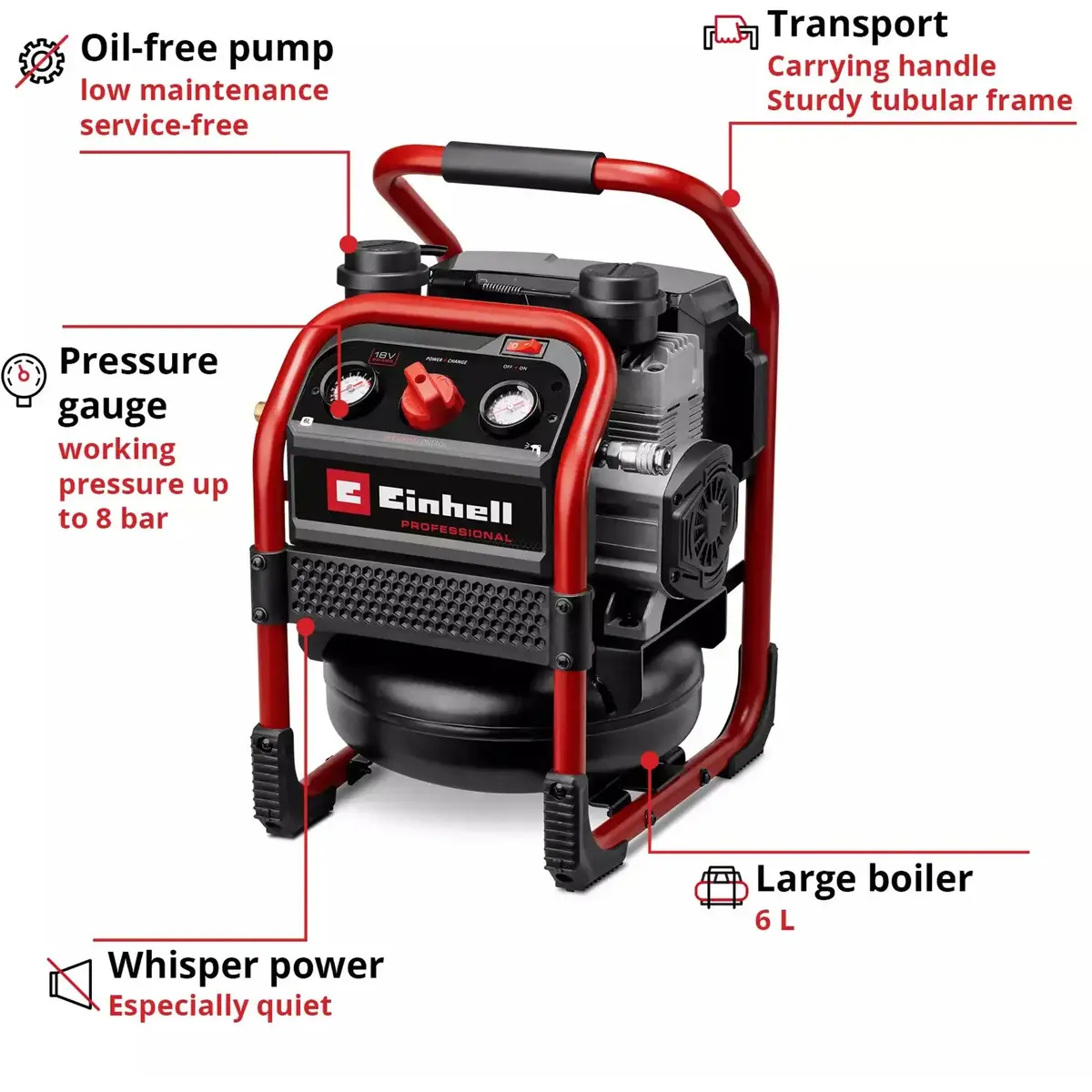 EINHELL SILENZZO 18/160 аккумуляторный компрессор 18 В Photo 2