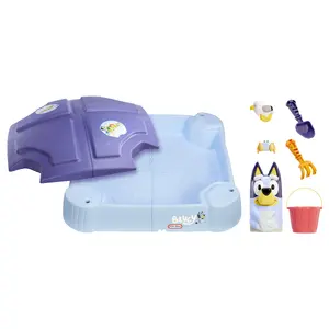 Песочница Little Tikes Bluey Beach Day Sandbox, квадратная пластиковая, синяя, от 1 года