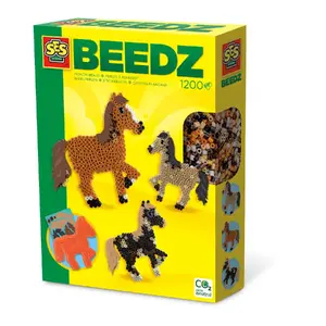 SES Creative iron-on beads set — Horse design, pegboard, 1200 beads, ironing paper, stickers
