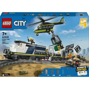LEGO City Police Train Heist 60508 playset – modular train, minifigures, accessories