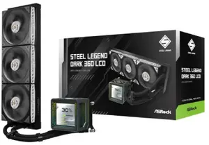 CPU cooler ASROCK Steel Legend Dark 360 LCD — 360mm AIO liquid cooler with LCD display