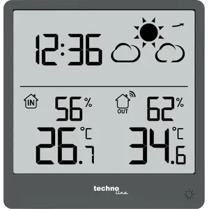 Digital Weather Station TechnoLine WS 9138 — indoor/outdoor thermometer & hygrometer, grey, battery AAA