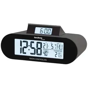 Digital alarm clock TechnoLine WT 376 — oval, black, blue backlight, battery (AAA), 150×73×55 mm