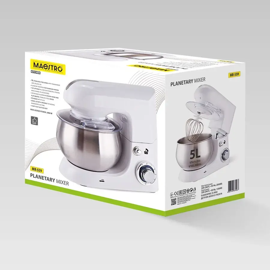 Планетарный миксер Maestro MR-559, 5,0 л, 2000 Вт Photo 6