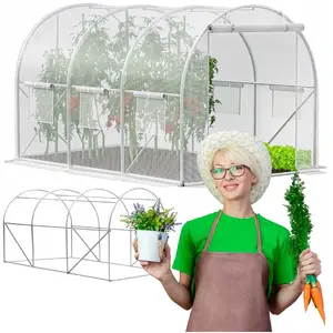 Greenhouse tunnel Springos GT0010 3×2×2 m, galvanized metal frame, 140 g/m² PE film, 6 windows, 2 doors