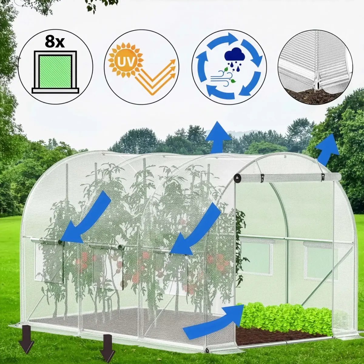 Greenhouse tunnel Springos GT0010 3×2×2 m Photo 8