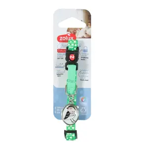 Cat collar ZOLUX CHATOUILLE with bird-shaped charm, green