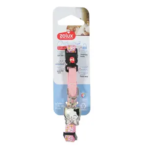 Cat collar ZOLUX CHATOUILLE with cat-shaped charm, pink