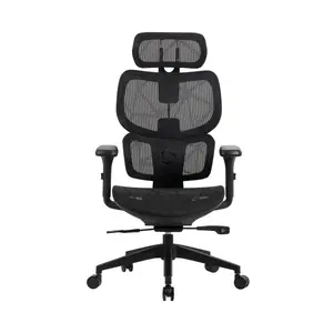 Spēļu biroja krēsls Onex Ventra Premium Mesh — melns, 3D regulējami roku balsti, regulējama atzveltne, maksimālā slodze 125 kg
