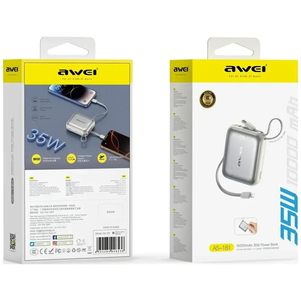 Awei AS-181 power bank 10000mAh 35W Photo 3