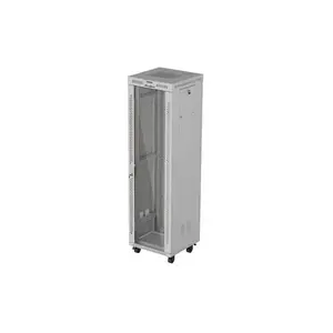 19" 42U стойкий шкаф LANBERG 600×600 мм серый с стеклянной дверью и ЖК-экраном (в разобранном виде)