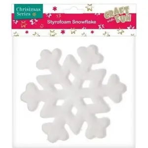 Styrofoam Snowflake Craft Shape by Craft with Fun, model 260707 — plain white decorative foam form