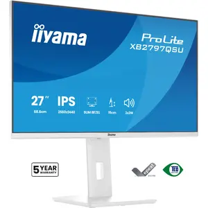 27" IIYAMA ProLite XB2797QSU-W1 IPS Quad HD (2560x1440) LED монитор, 178° углы, USB 3.2 хаб, динамики, VESA, регулировка по высоте, белый