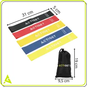 Pretestības gumiju komplekts 5 gab. Springos ACT0104 — poliesters/latekss, 5 līmeņi, 1–20 kg, maisiņš