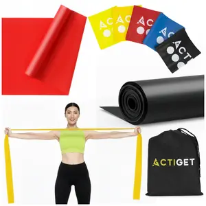 Pretestības lentu komplekts 5 gab. Springos ACT0106 — poliesteris/latekss, pretestība 1–15 kg, garums 2 m, platums 15 cm
