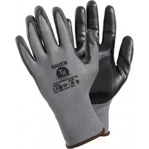 Assembly gloves, polyester with nitrile coating, size 9 — No name (1 pair)