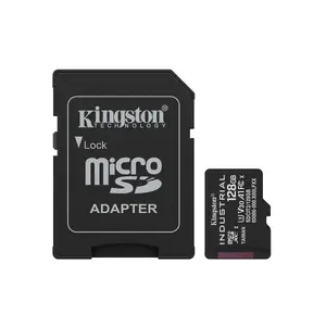 MicroSDXC flash card Kingston 128GB Industrial C10 A1 pSLC UHS-I, 100MB/s read, 80MB/s write, V30/U3, black + SD adapter