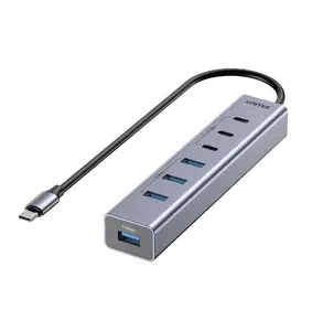 USB-C хаб Unitek H1335AGY01-EU — 3× USB-C 10 Гбит/с, 4× USB-A 5 Гбит/с, с блоком питания
