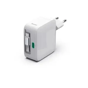 Зарядное устройство HAMA 00201957 — универсальное сетевое для помещений, 2× USB‑C, 200–240 В, кабель 0,7 м, белое