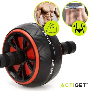 Treniņu ritenis ar paklājiņu Springos ACT0111 — tērauds/ABS/PP, riteņa Ø15,5 cm, maksimālā slodze 100 kg, neslīdošas rokturi, paklājiņš 34×17×0,8 cm
