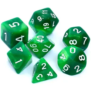Dice set Rebel RPG two-color green-yellow model 106471 — polyhedral gaming dice