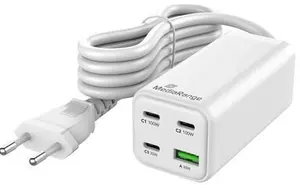 Mobilā ierīce lādētājs MediaRange MRMA124 100 W, 3× USB-C, 100–240 V ieeja, kabelis 1.5 m, balts
