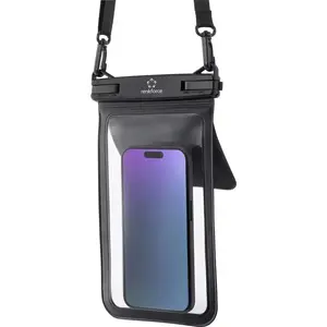 Waterproof Universal Smartphone Case Renkforce RF-6956970 — Black/Transparent, Dustproof, With Neck Strap