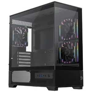 Mini Tower datora korpuss GameMax VISTA 2 MB — melns, Mini Tower, atbalsta ATX barošanu, 1x aizmugures 120 mm, augšas 120/140 mm, 3.5" HDD, 2.5" SSD