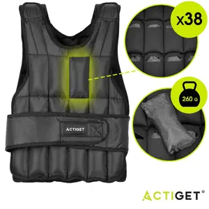Svars veste Springos ACT0122 — 10 kg, poliesteris ar 38 dzelzs smilšu maisiņiem, regulējama apkārtmēra