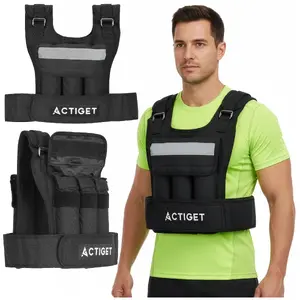 Weight vest Springos ACT0124, 20 kg, polyester with 6 removable iron-ball pouches, adjustable straps, reflective elements