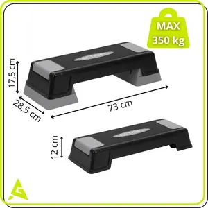 Step platform exercise stepper Springos ACT0120 — PP platform, 73×28.5×17.5 cm, load 350 kg, two heights 12/17.5 cm