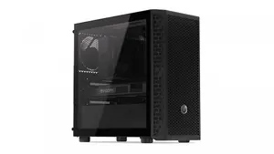 Desktop mini tower ENDORFY Signum M30 AIR — melns, bez barošanas bloka, 1× USB‑C 3.2, 2× USB‑A 3.2, 387×205×401 mm