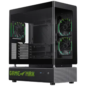 PC Midi Tower case GameMax N90 BG — Black, bottom PSU, supports ATX, 1x 120 mm rear fan, top 120/140 mm, HDD 3.5", SSD 2.5", 240.5×439×530 mm