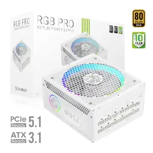 ATX power supply GameMax GAMEMAX RGB PRO 750G WH 750W, RGB fan, white