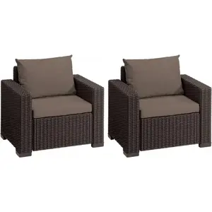 Garden chairs set 2 pcs, Keter California, brown — outdoor seating, plastic resin construction