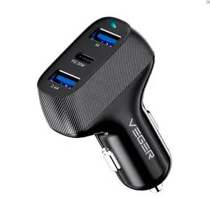 Auto lādētājs Veger CC271 Rigorous PD37W (2A1C) — 37W PD, 2x USB-A un 1x USB-C, melns
