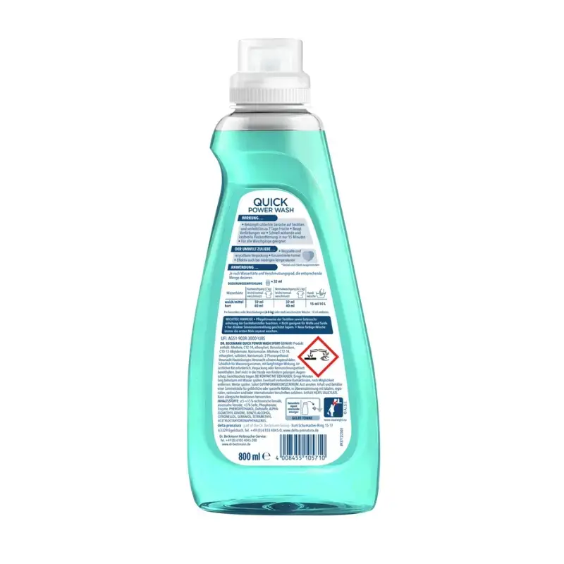 dr. beckmann Quick Power Wash Odour Protect Sport 800 мл Photo 2