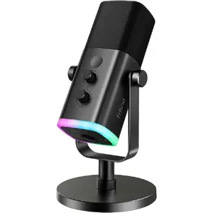 USB-микрофон Fifine Ampligame AM8 — чёрный, USB-подключение для записи и трансляций