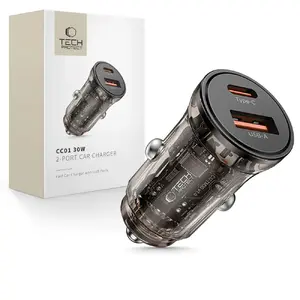 Car Charger Tech-Protect CC01 30W 2-Port (USB-A + USB-C) Black