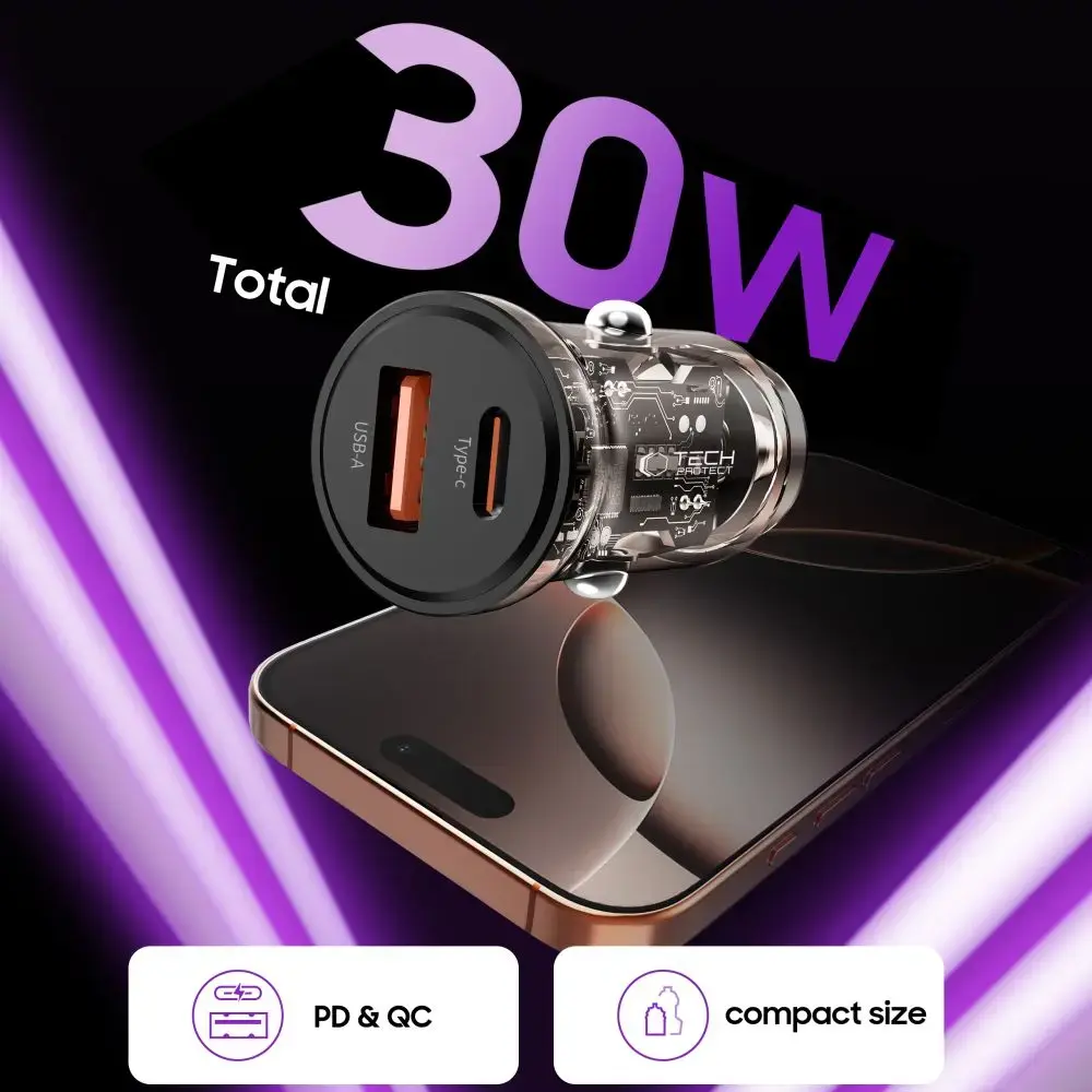 Tech-Protect CC01 30W Car Charger USB-A + USB-C Photo 4